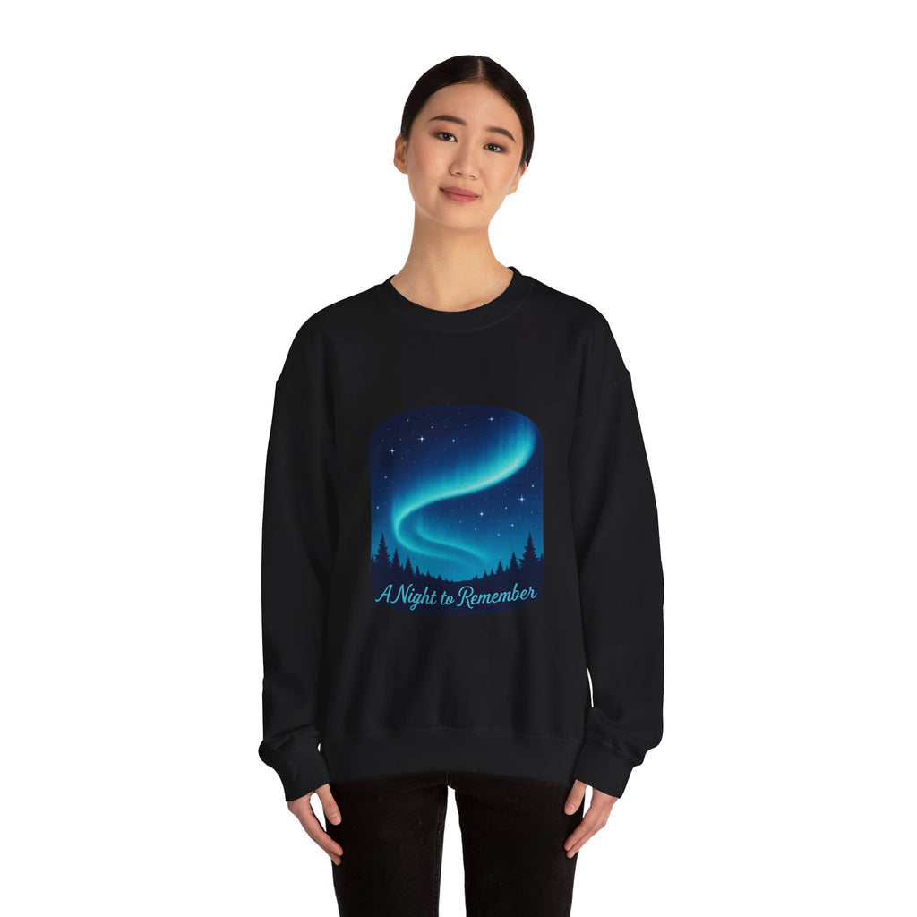 Aurora Night Crewneck Sweatshirt — "A Night to Remember" Graphic