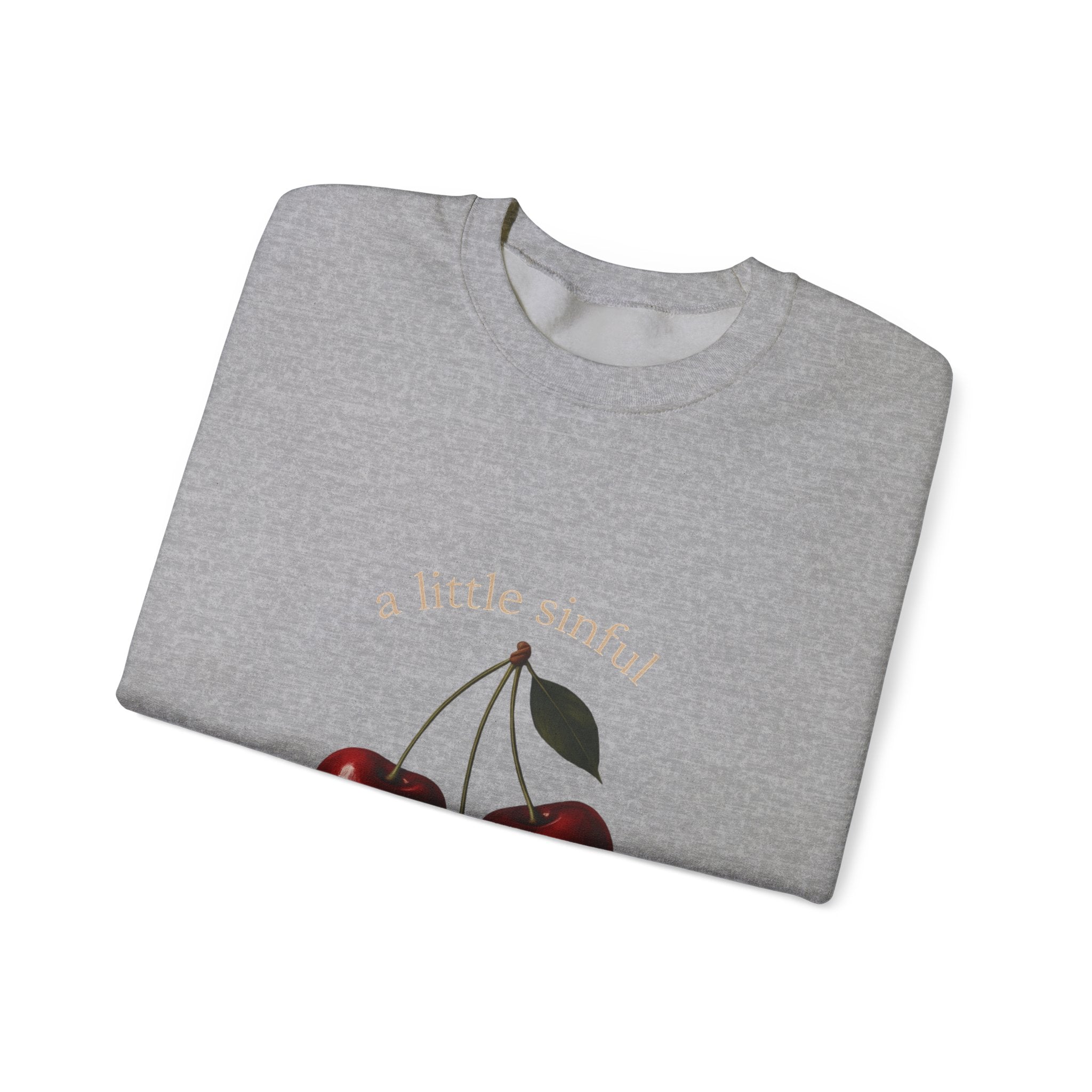 Crewneck Sweatshirt — "a little sinner" Cherry Graphic