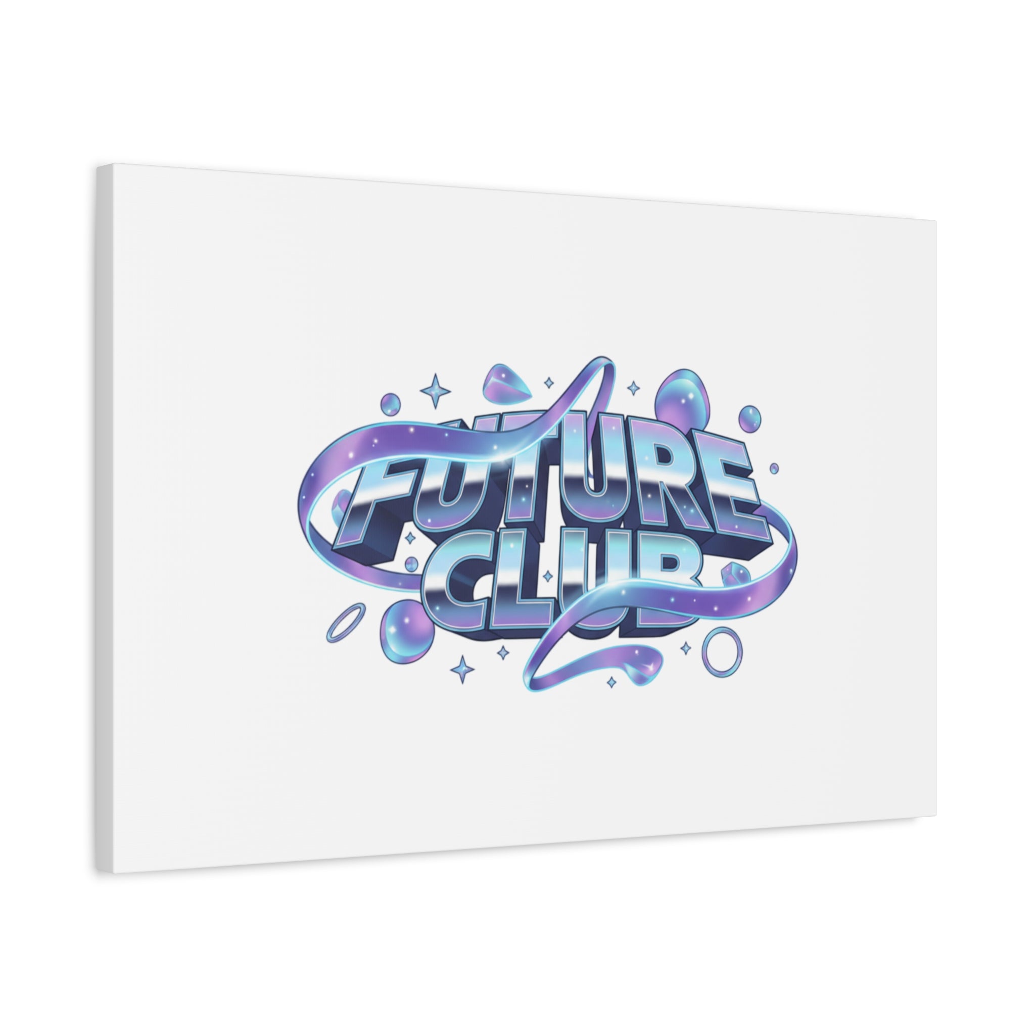 Futurist Chrome Logo Canvas | Iridescent Gradient, Liquid Metal Art