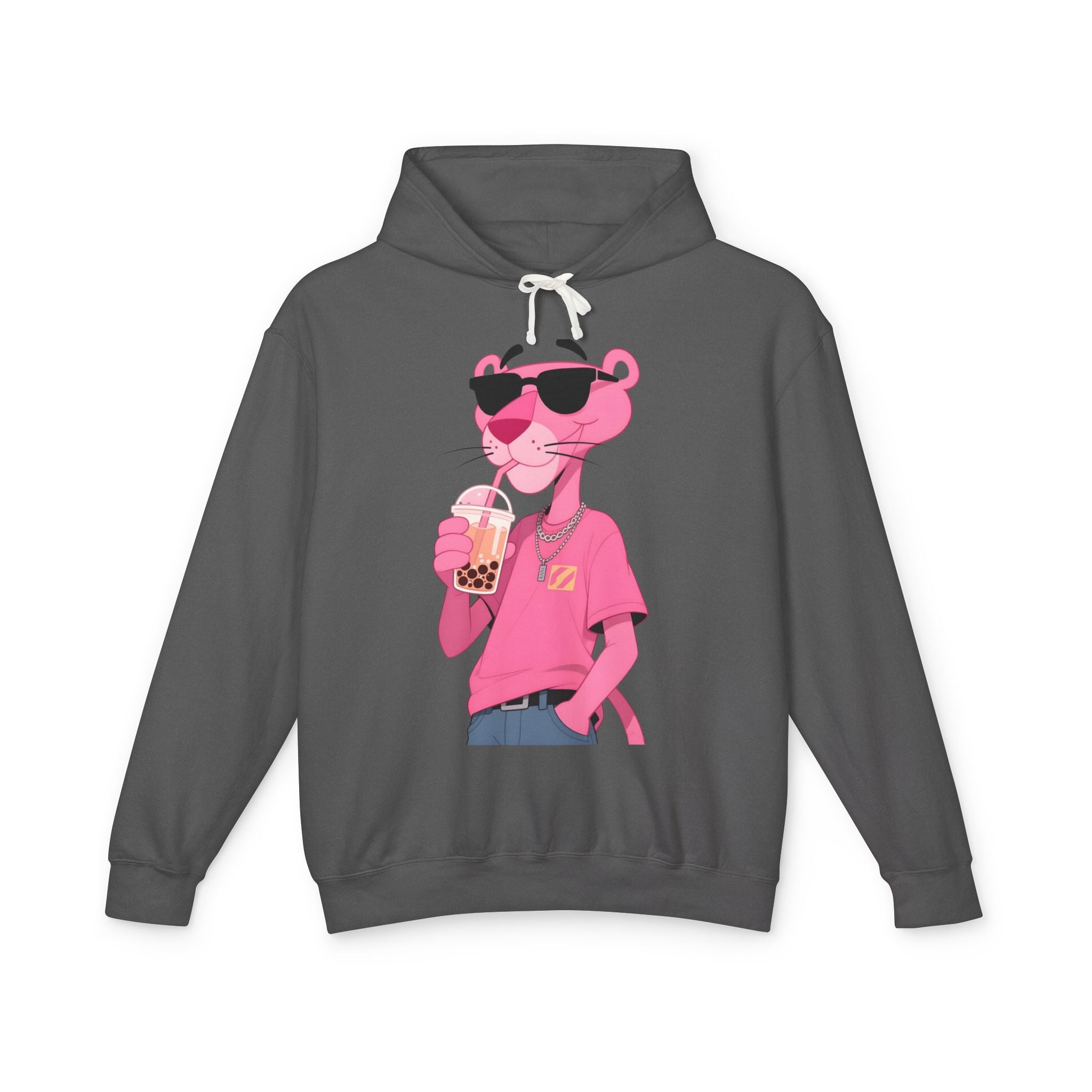 Pink Panther Bubble Tea Hoodie — Retro Cool Graphic Pullover