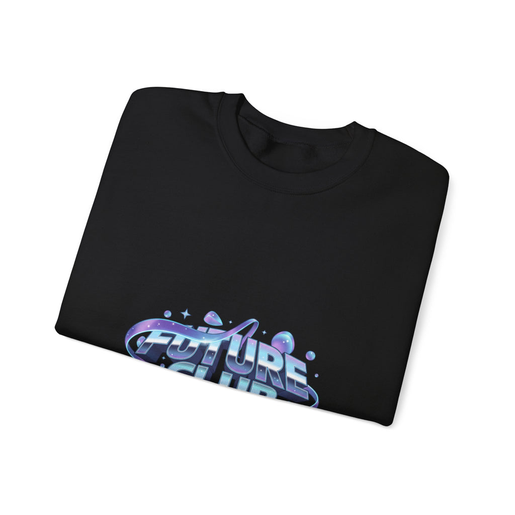 Futurist Chrome Gradient Crewneck Sweatshirt | Iridescent Liquid Metal Print