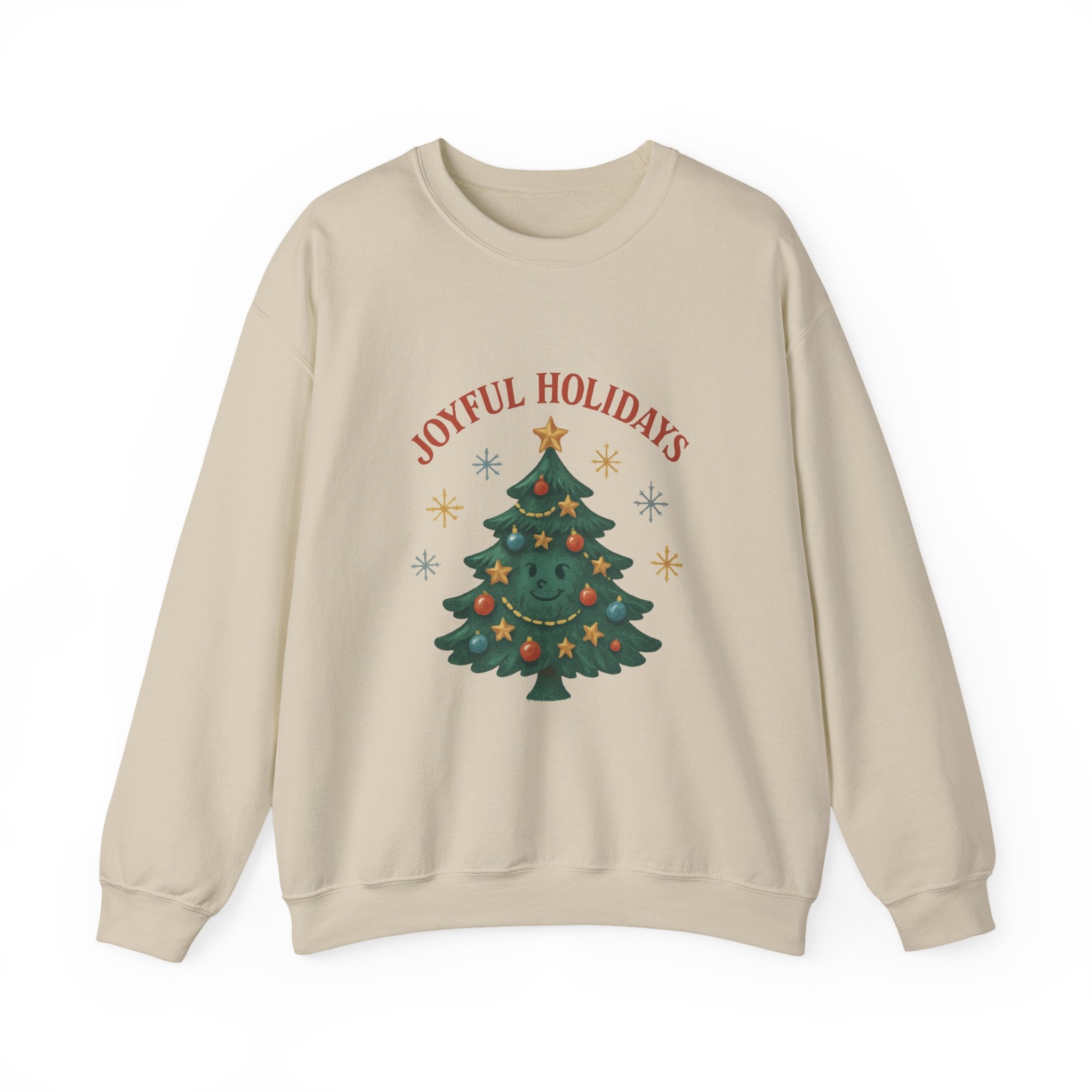 Holiday Crewneck Sweatshirt – Joyful Holidays Christmas Tree Design