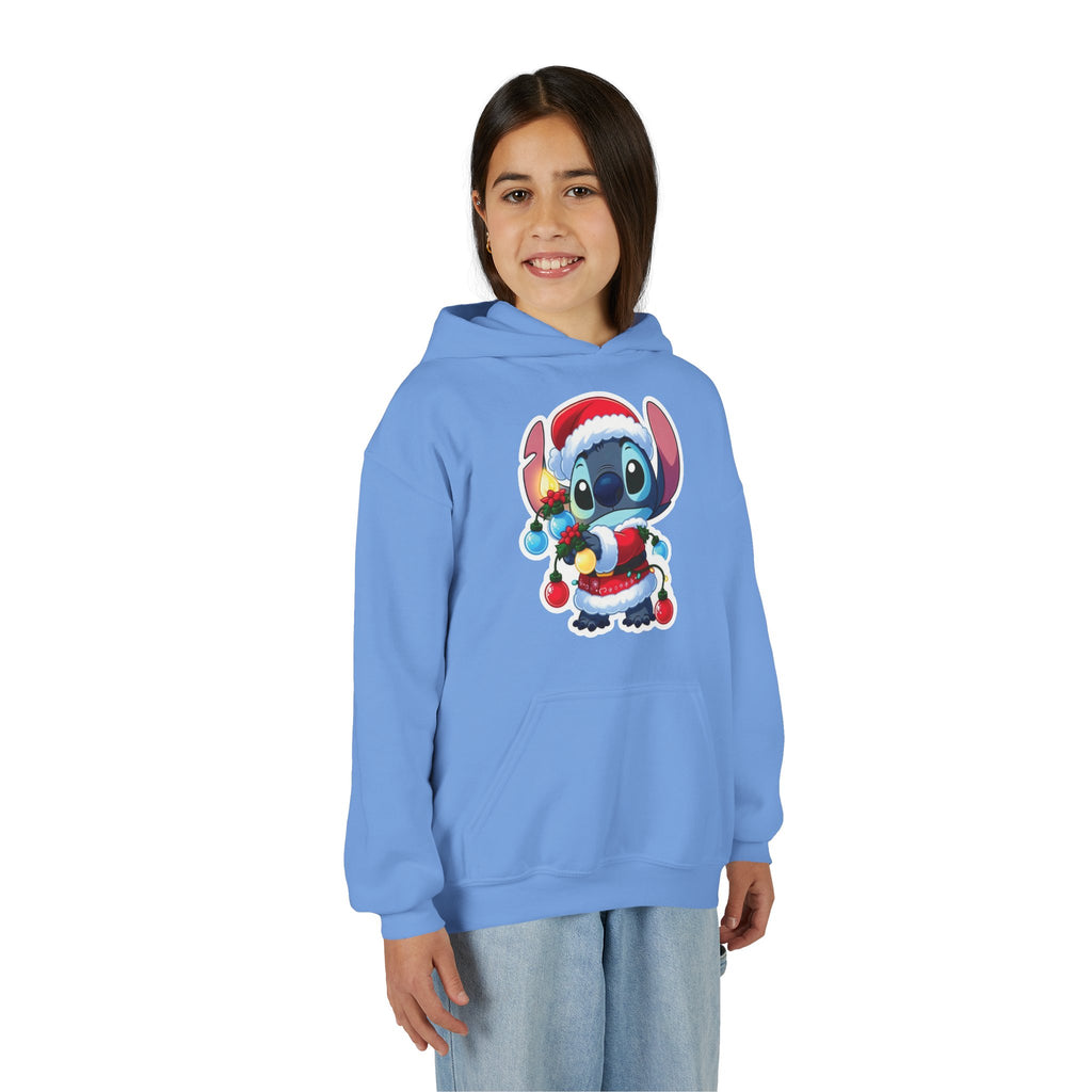 Festive Youth Hooded Sweatshirt with Santa Stitch Design, Holiday Sweatshirt, Christmas Gift, Kids Hoodie, Cute Winter Apparel, [...]