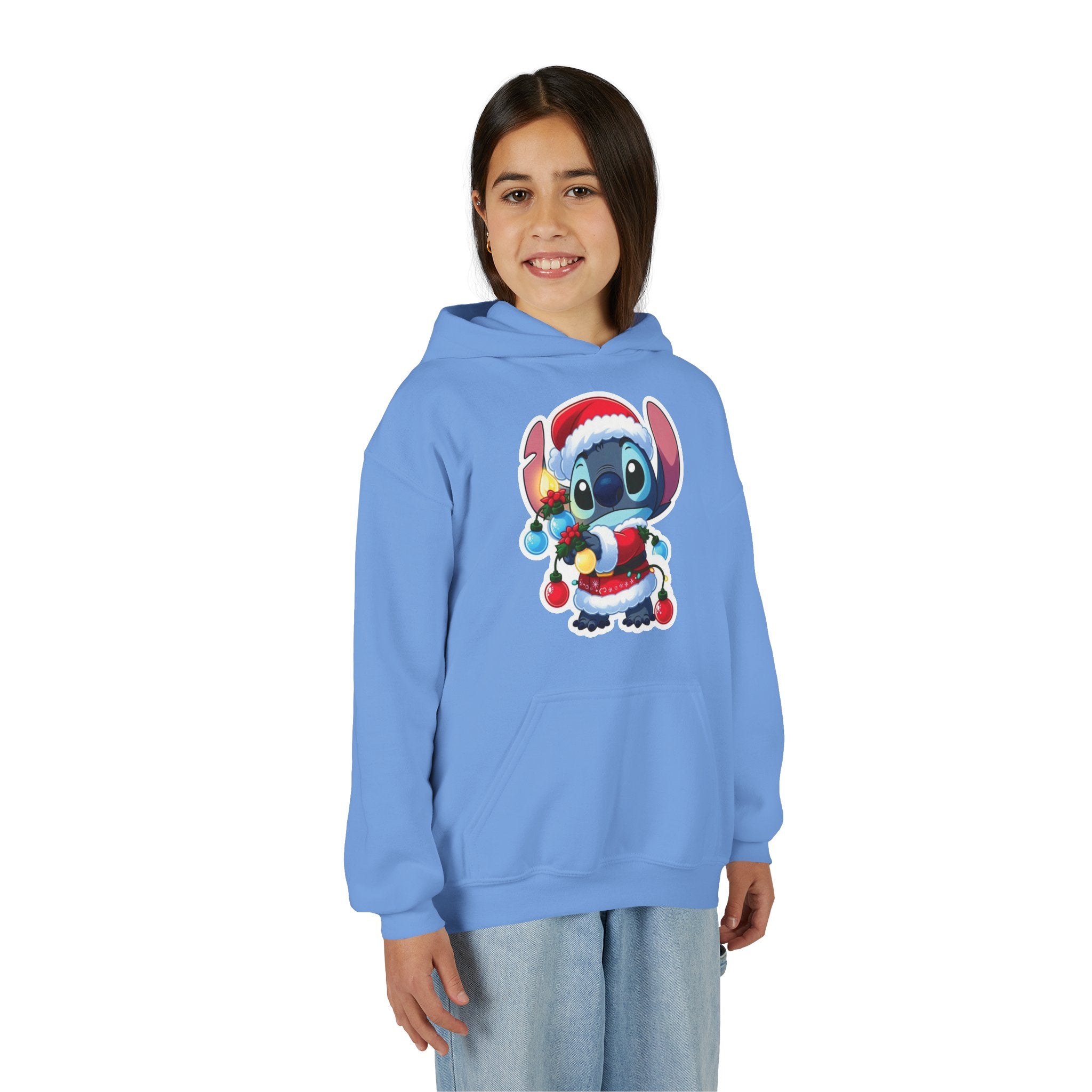 Festive Youth Hooded Sweatshirt with Santa Stitch Design, Holiday Sweatshirt, Christmas Gift, Kids Hoodie, Cute Winter Apparel, [...]