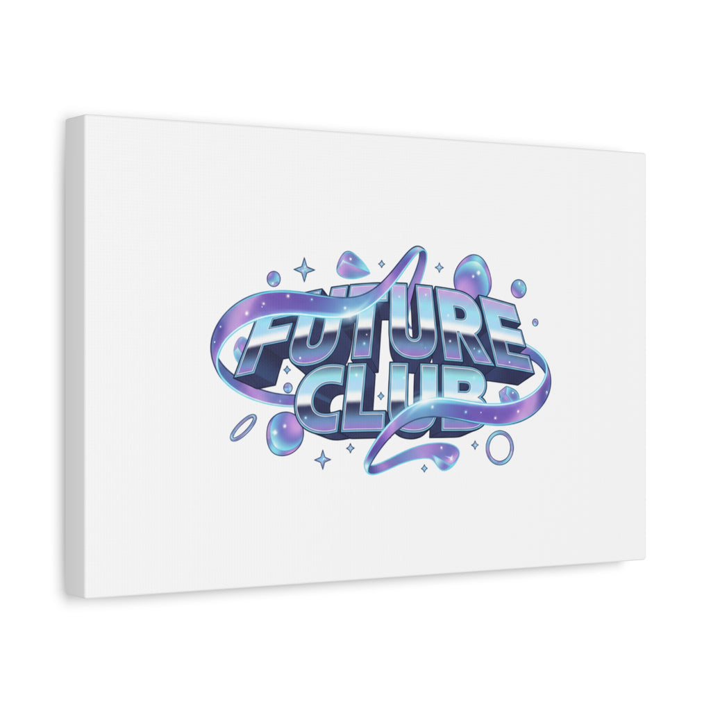 Futurist Chrome Logo Canvas | Iridescent Gradient, Liquid Metal Art