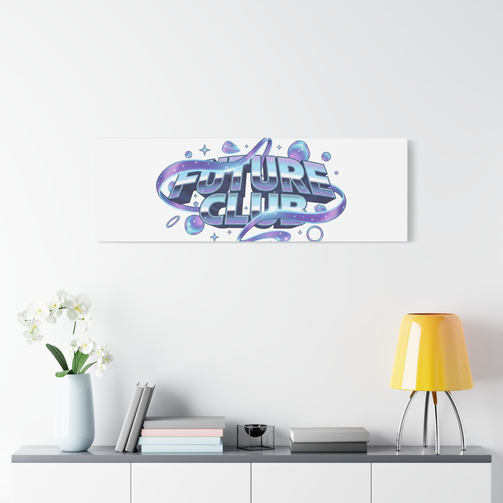Futurist Chrome Logo Canvas | Iridescent Gradient, Liquid Metal Art