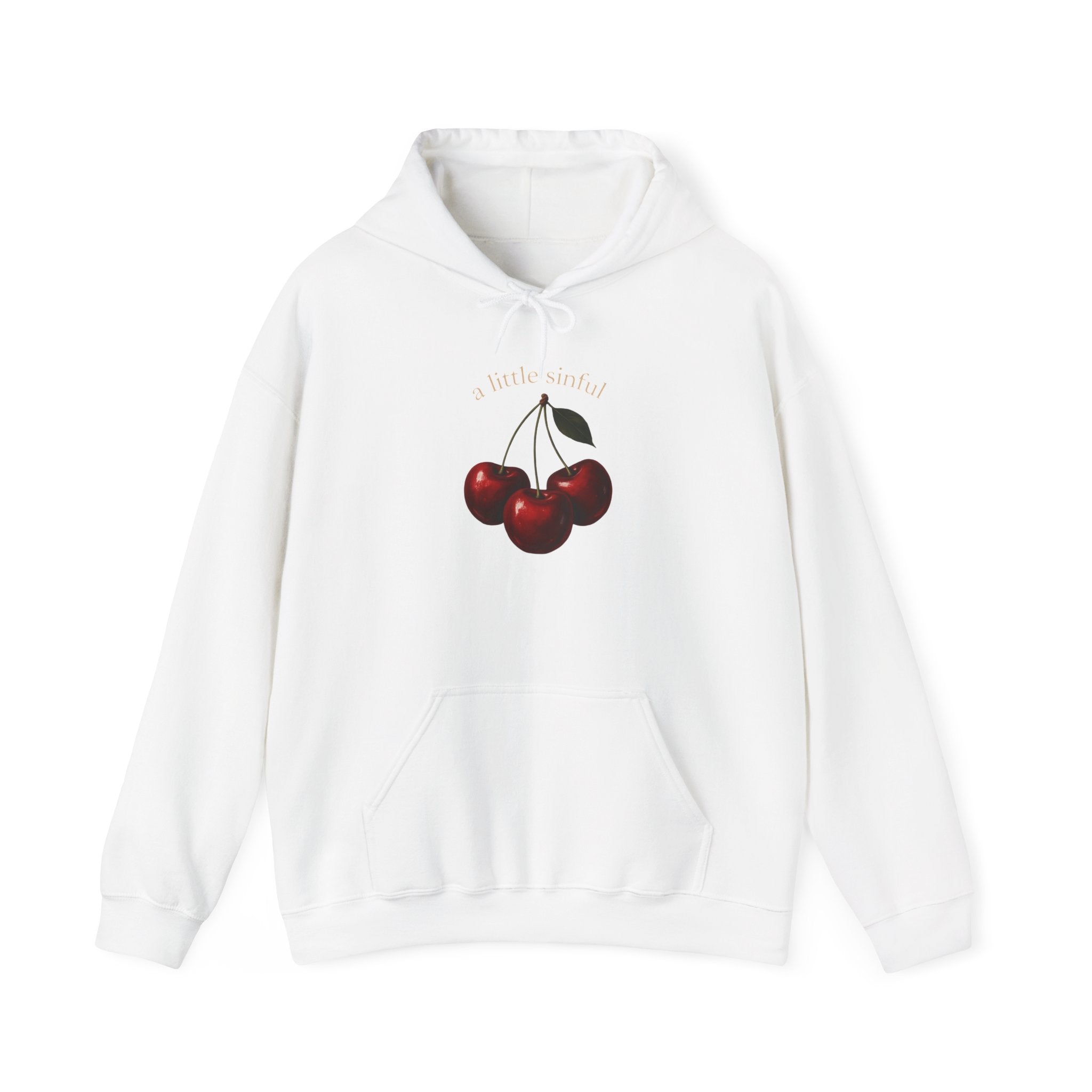 Cherry Illustration Hoodie — Minimal Vintage Fruit Graphic Sweatshirt