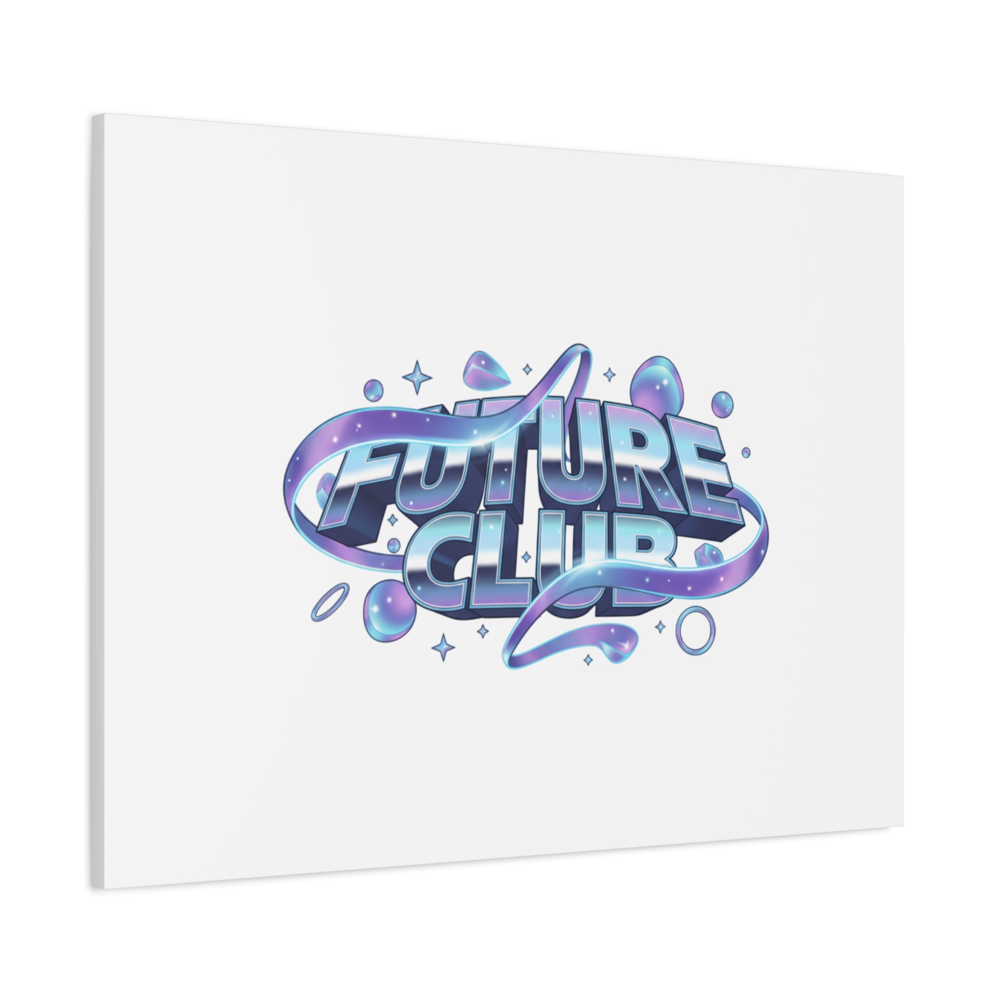 Futurist Chrome Logo Canvas | Iridescent Gradient, Liquid Metal Art