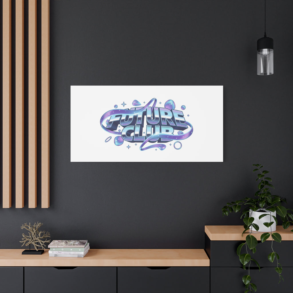 Futurist Chrome Logo Canvas | Iridescent Gradient, Liquid Metal Art