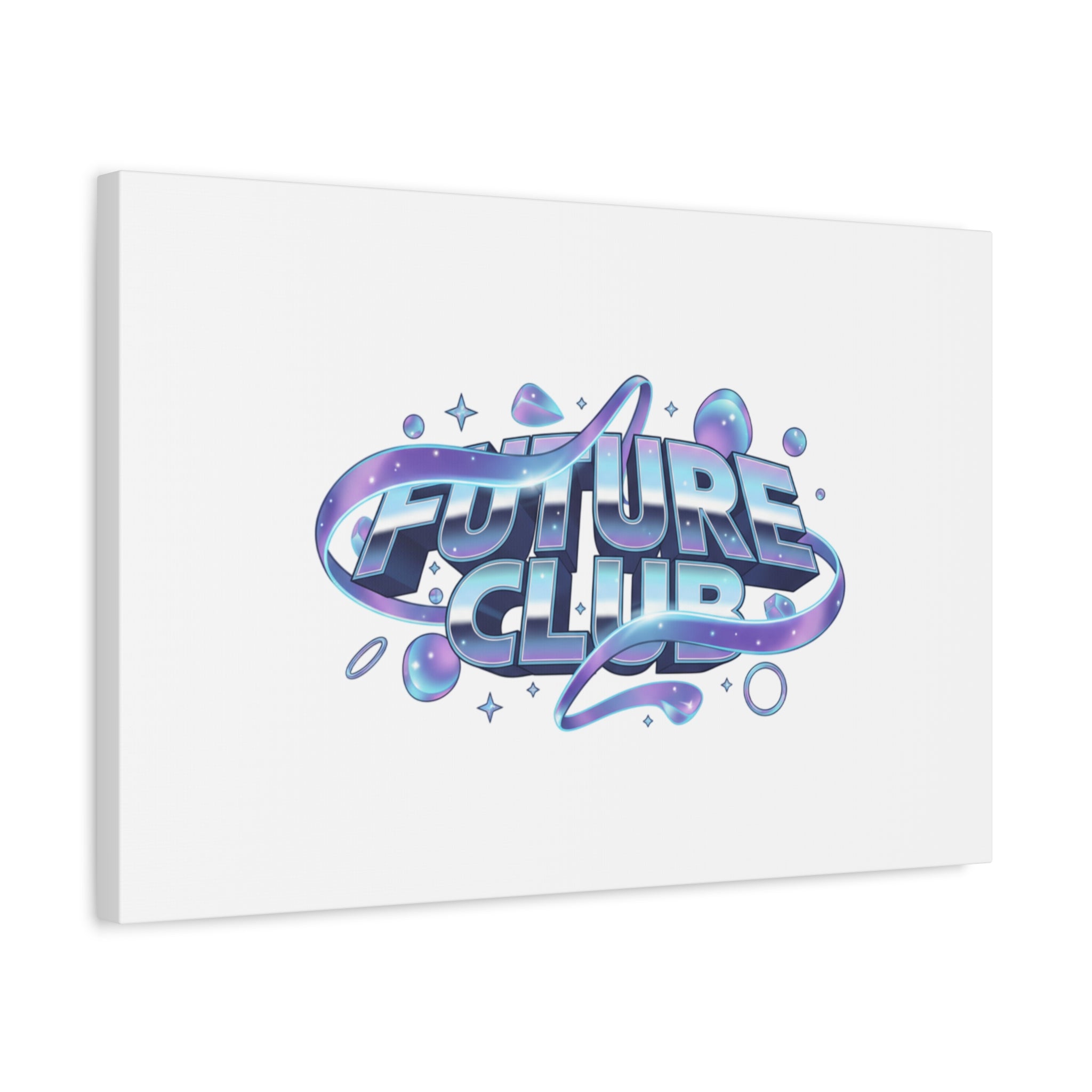 Futurist Chrome Logo Canvas | Iridescent Gradient, Liquid Metal Art