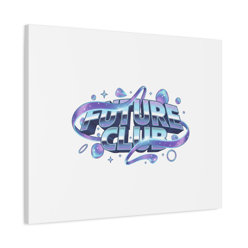 Futurist Chrome Logo Canvas | Iridescent Gradient, Liquid Metal Art