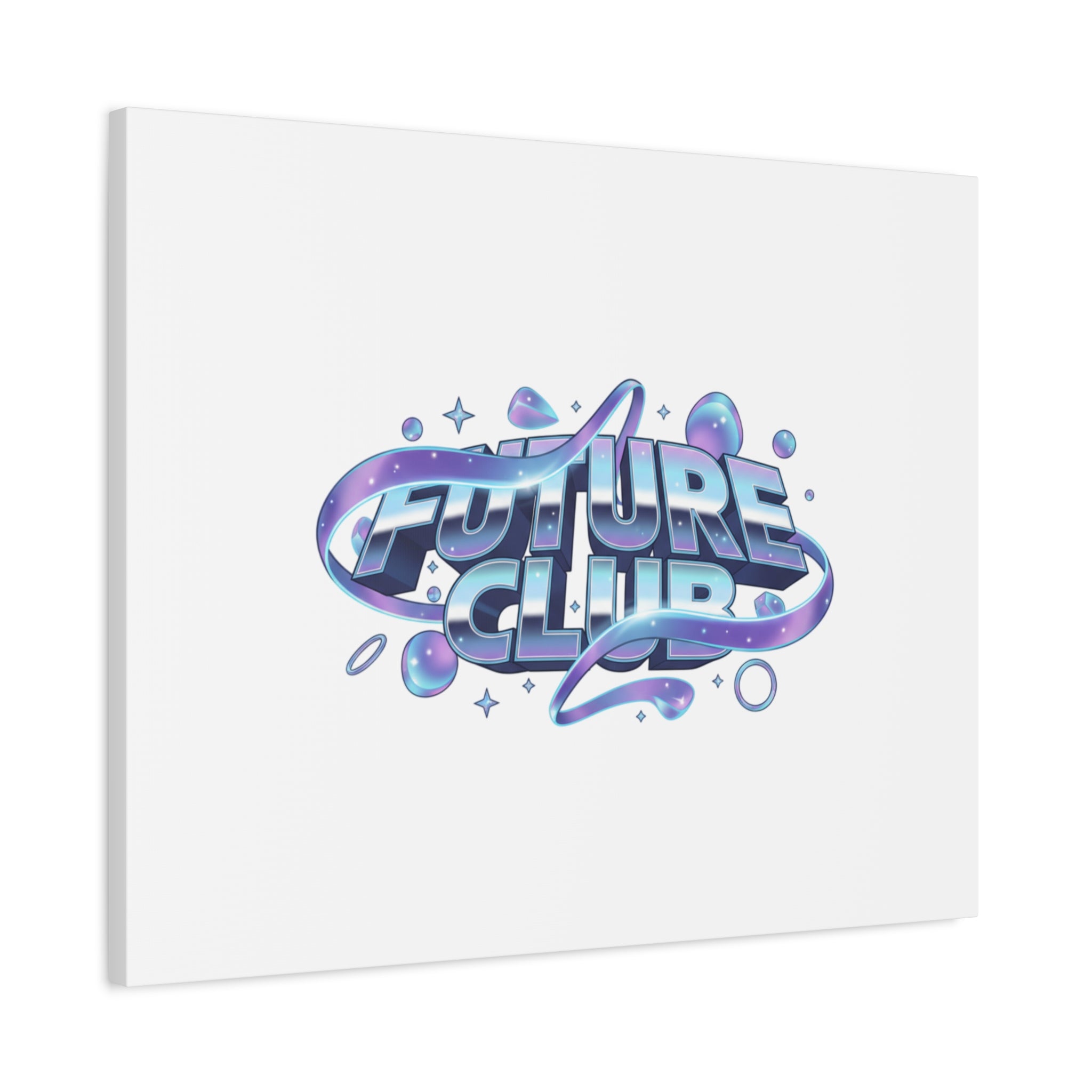 Futurist Chrome Logo Canvas | Iridescent Gradient, Liquid Metal Art