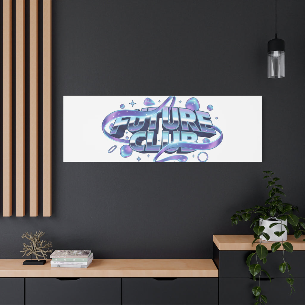 Futurist Chrome Logo Canvas | Iridescent Gradient, Liquid Metal Art