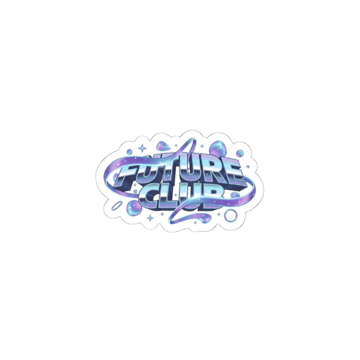 Iridescent Liquid Metal Sticker | Futuristic Gradient Chrome Wave