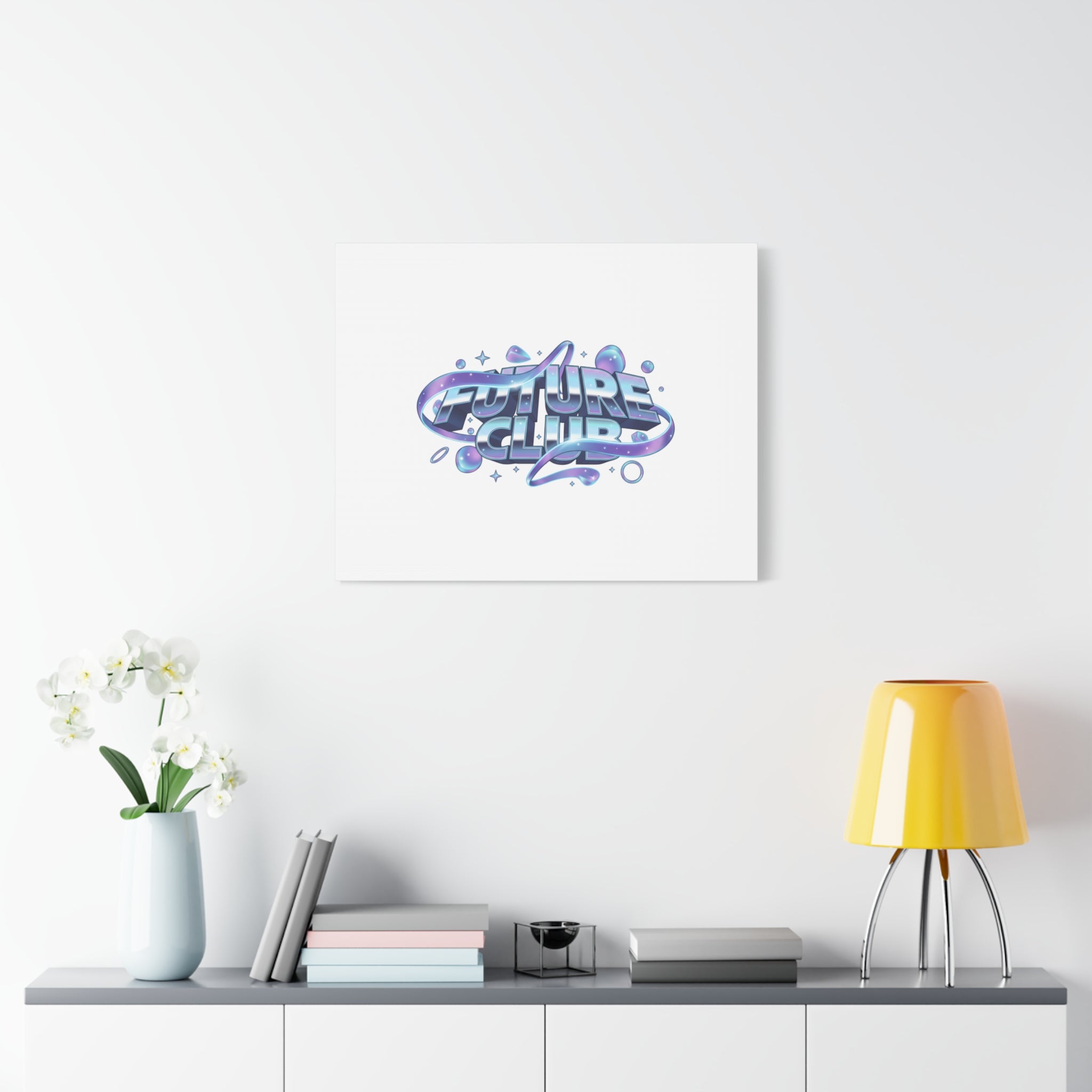 Futurist Chrome Logo Canvas | Iridescent Gradient, Liquid Metal Art