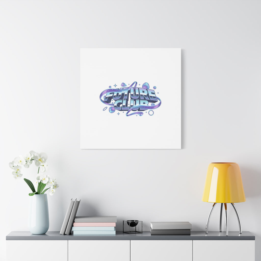 Futurist Chrome Logo Canvas | Iridescent Gradient, Liquid Metal Art