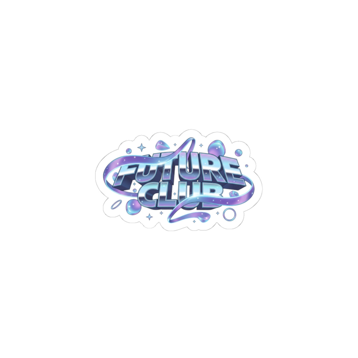 Iridescent Liquid Metal Sticker | Futuristic Gradient Chrome Wave