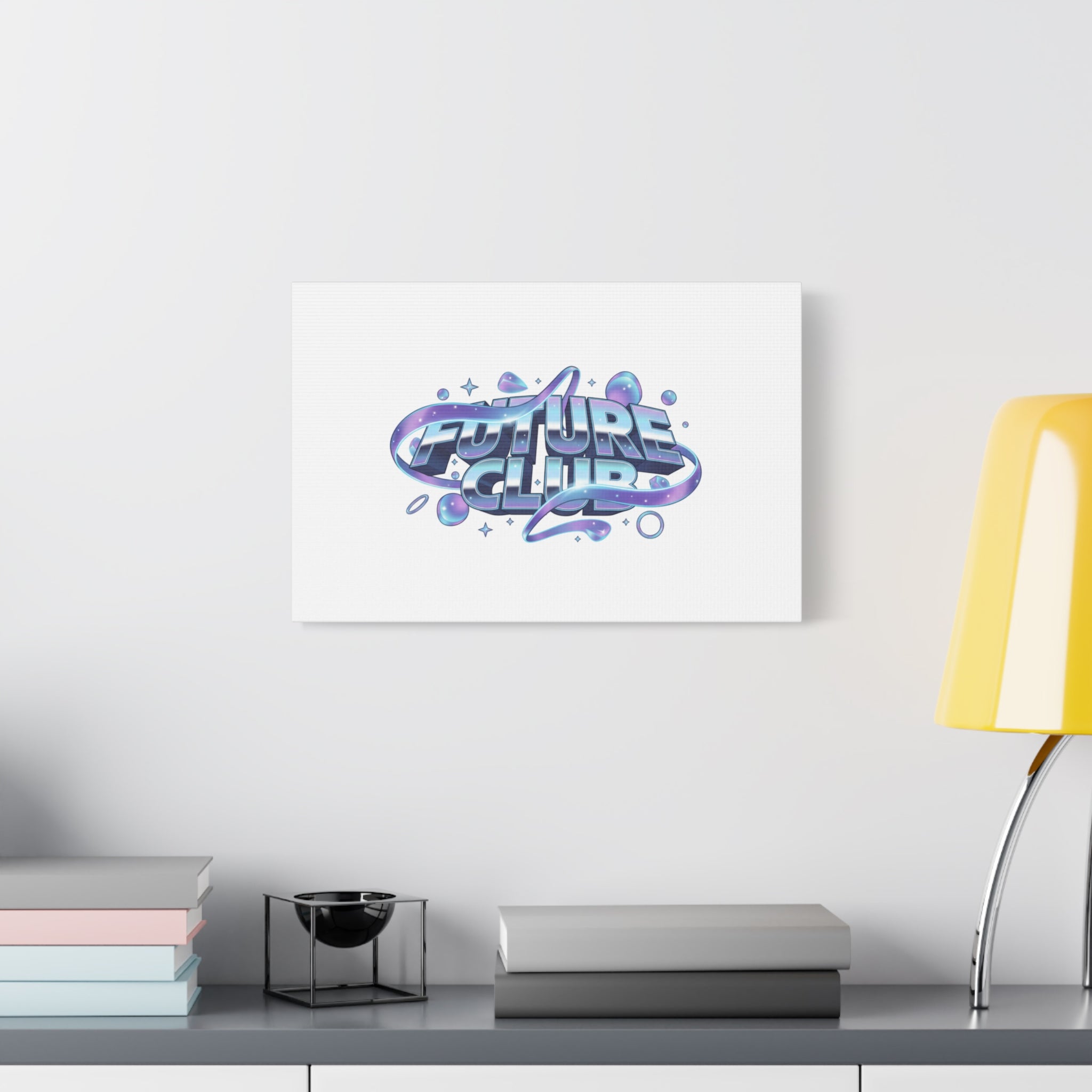 Futurist Chrome Logo Canvas | Iridescent Gradient, Liquid Metal Art